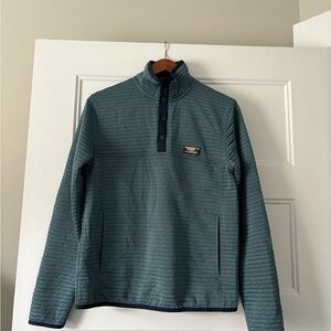 LL Bean Airlight Pullover Sweater Mens Small 1/4 Snap Ribbed Slightly Fitted